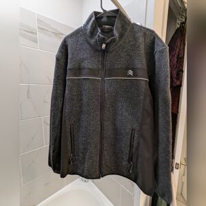 Solaris Men's Charcoal and Black Zip-Up Sweater